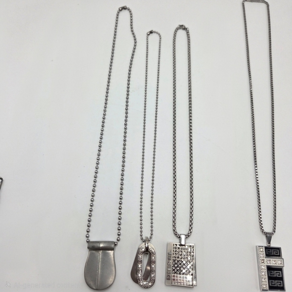 4 pcs 80s Men's Necklace Collection Goth Grudge Emo Biker